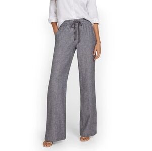 NY&C Linen Blend Resort Vacation High Waisted Drawstring Gray Pants Size M Tall